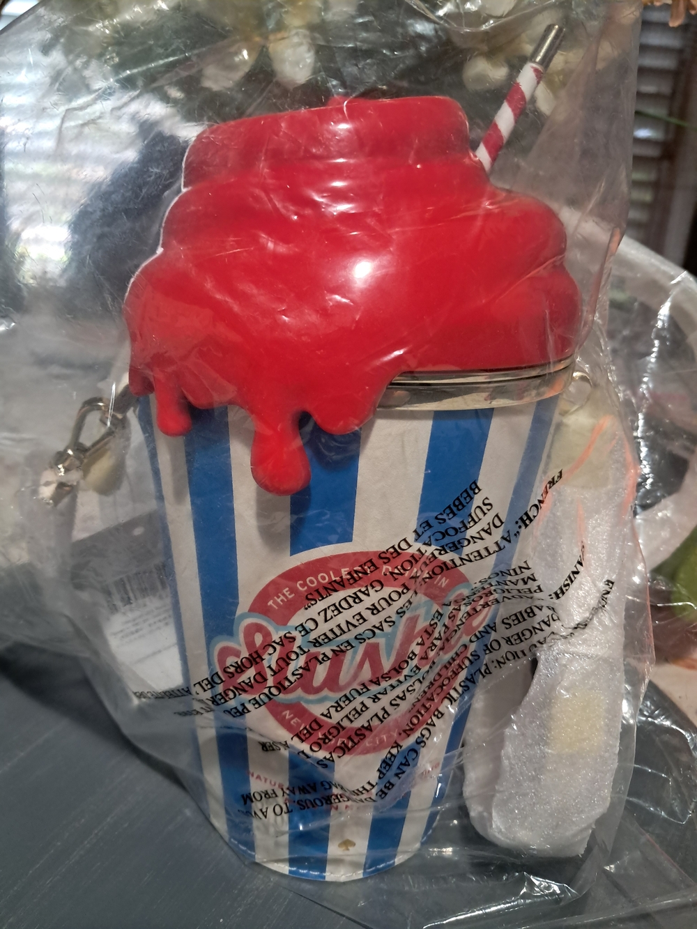 kate spade Red-Top Blue & White Stripe Novelty Crossbody Bag